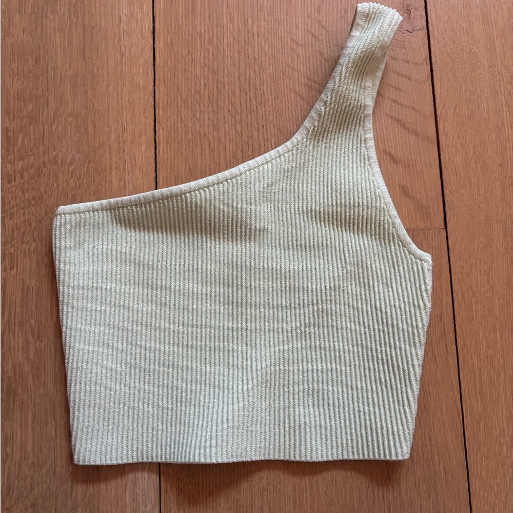 Artizia One-Shoulder Ribbed Green Top
